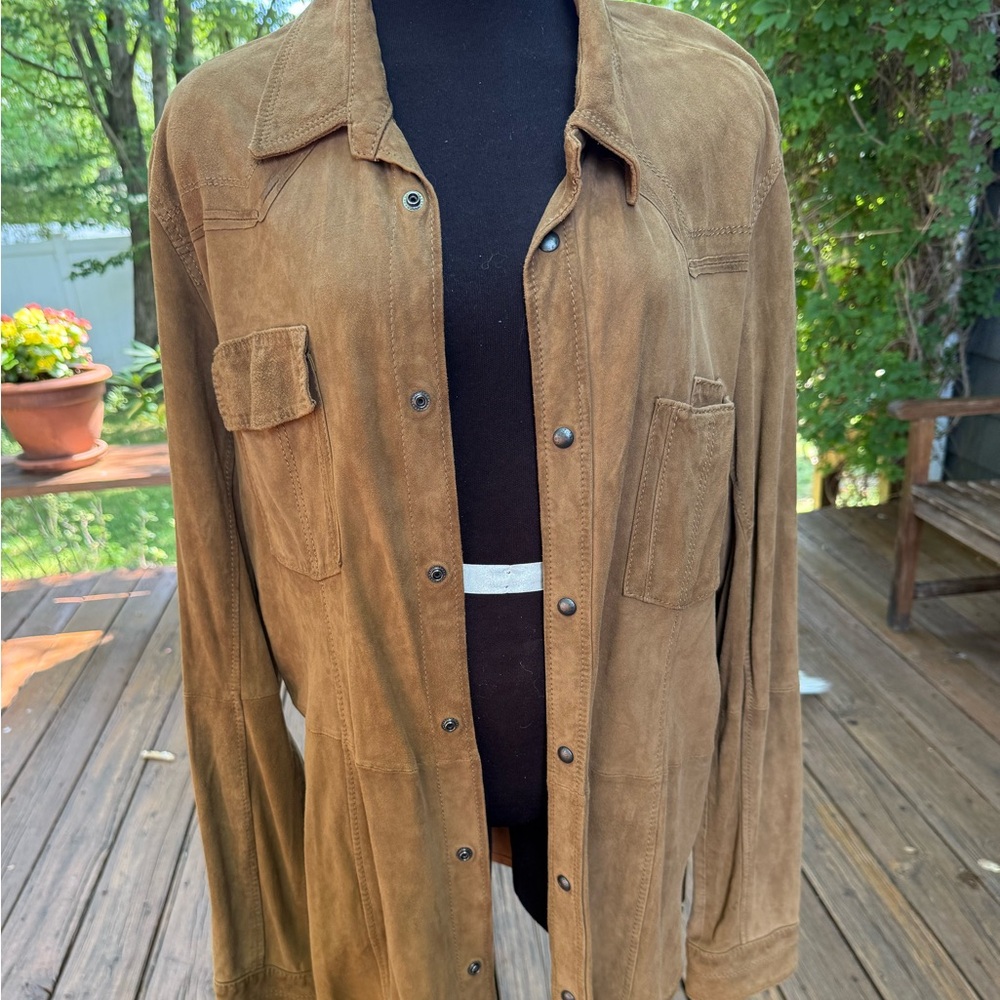 BOSS Orange by Hugo Boss 100% Suede Shirt Jacket Shacket | Unisex Est. Large